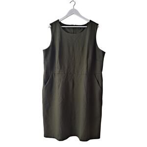 Lands' End Sleeveless Sheath Dress Knee-Length Olive Green Women's Plus Size 24W